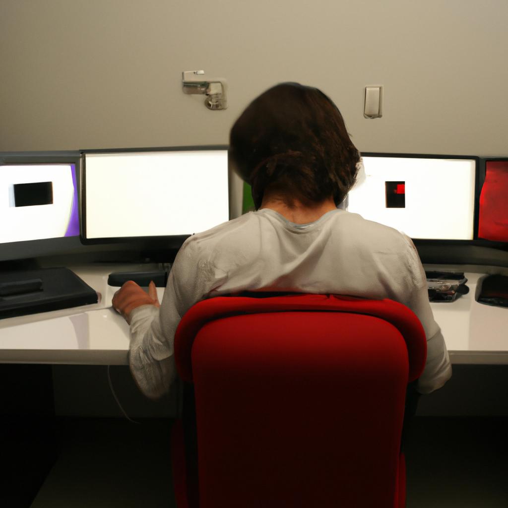 Person working on multiple computers